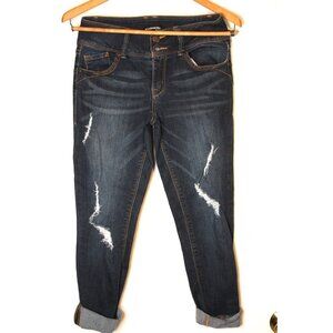 EVERMORE Denim Jeans Womens size 5 blue capri cropped distressed mid rise